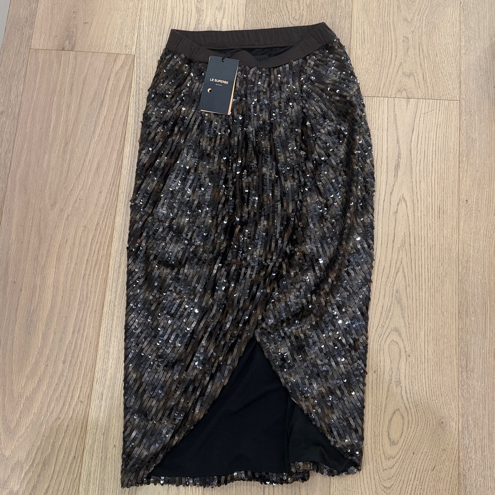 Le Superbe Brown Sequin Pencil Skirt